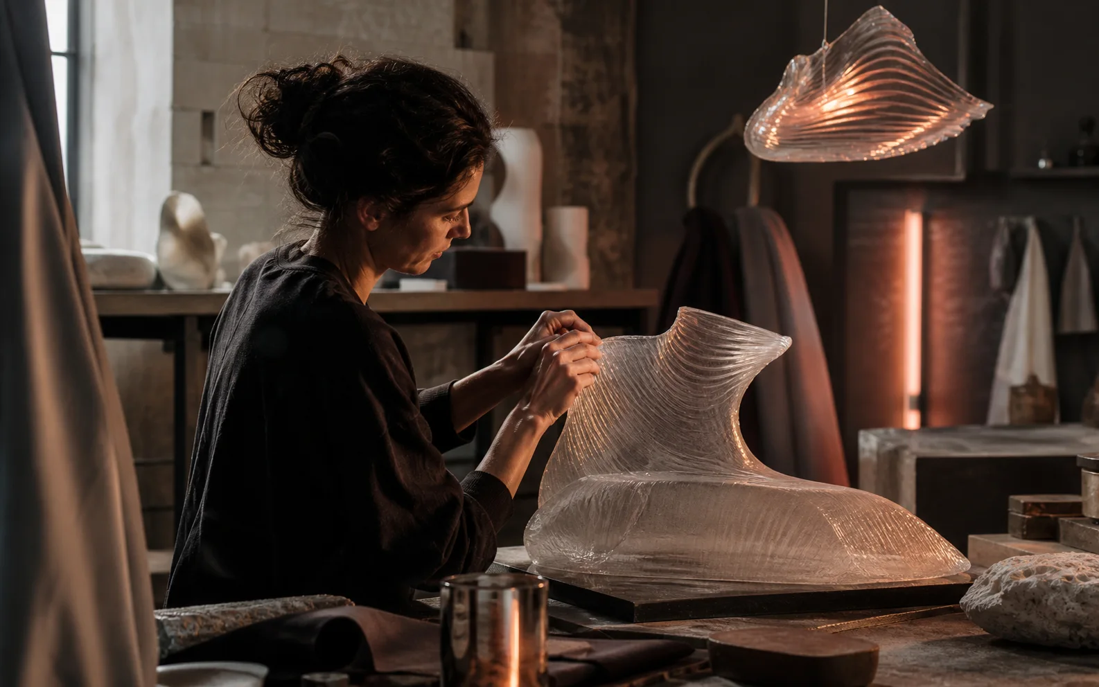 An architectural atelier scene used as an image-to-video example